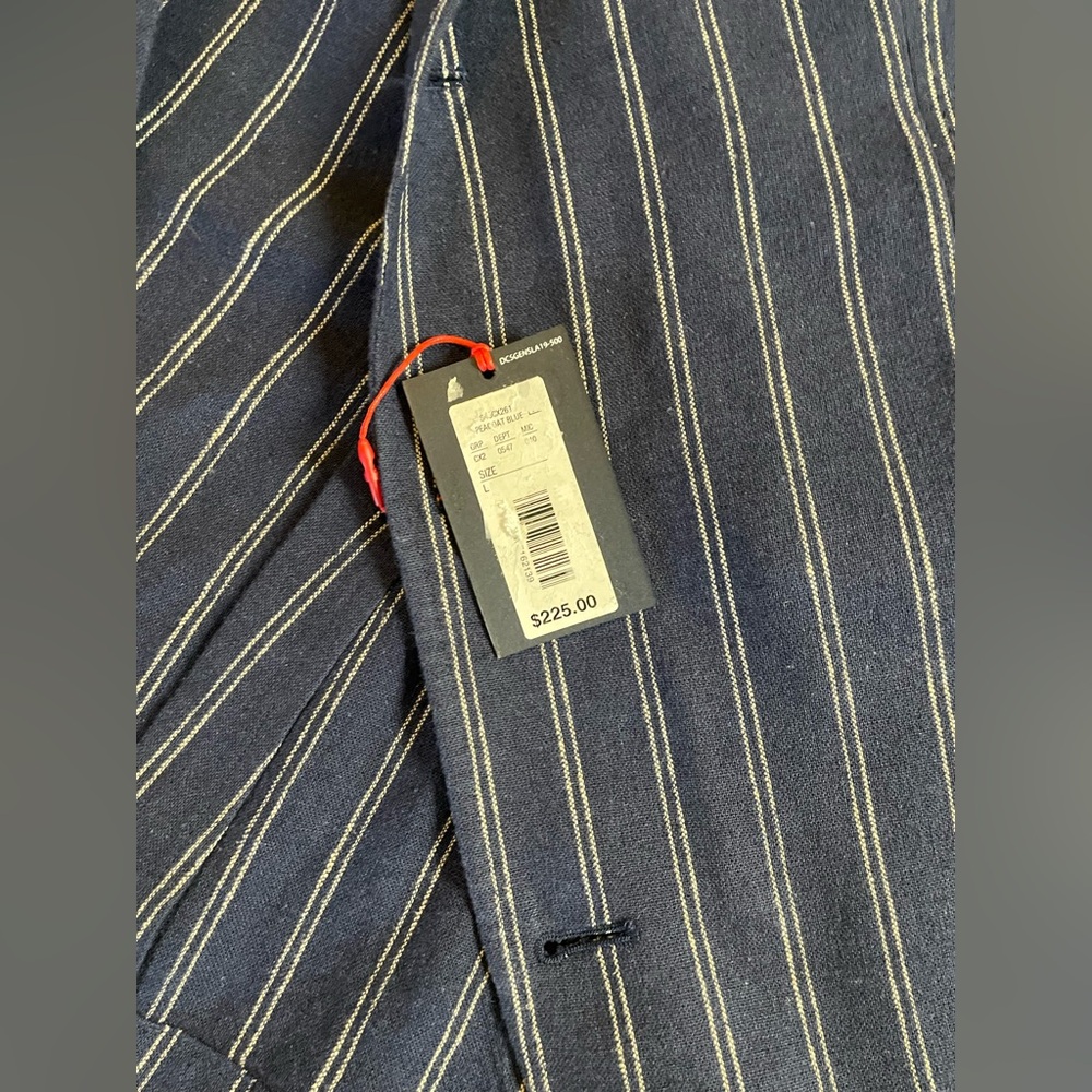 Cremeiux Linen-Blend Striped Blazer Peacoat Blue,size 38/L, Northwest NWT - Picture 7 of 16